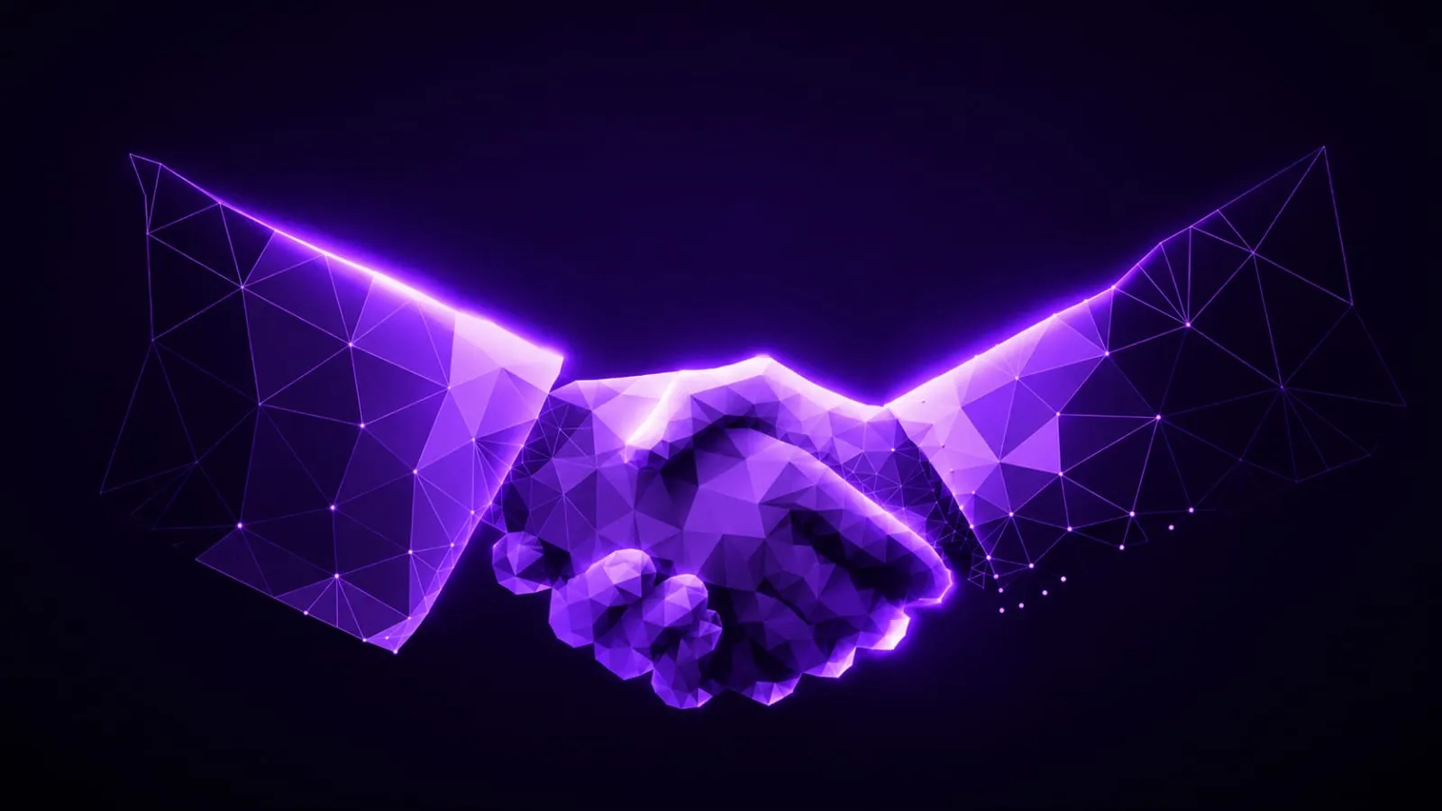 Glowing digital handshake representing a creator brand deal