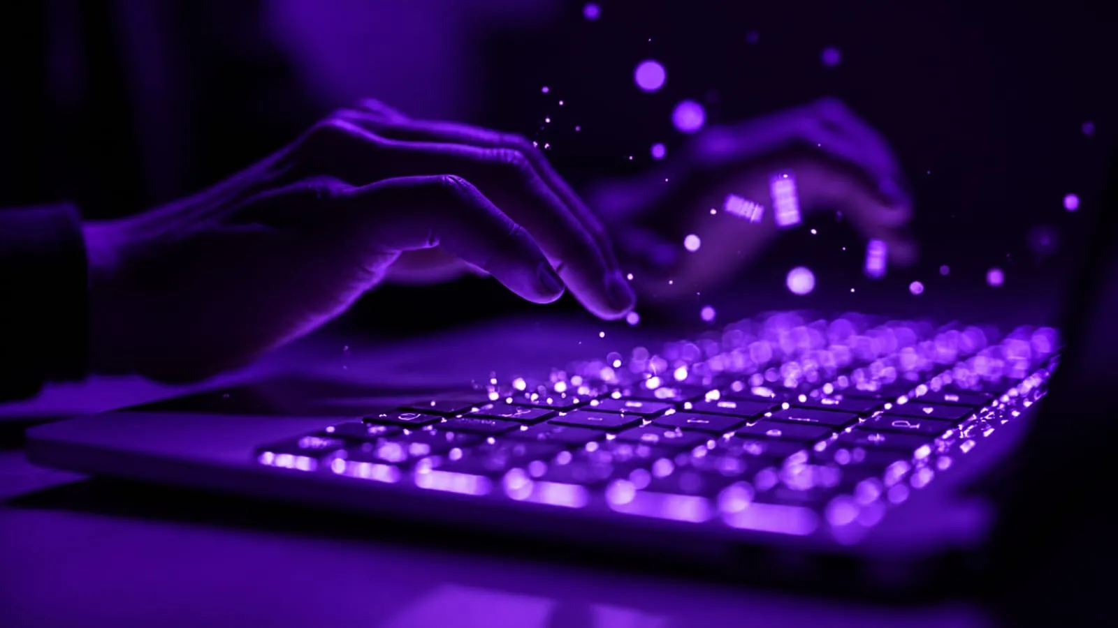 Hands typing on a keyboard to grow a Threads creator account